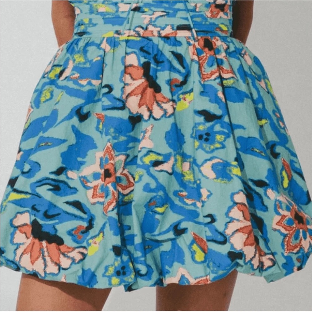 Cleobella Suri Mini Bubble Hem Skirt in Calypso Size Small NWOT